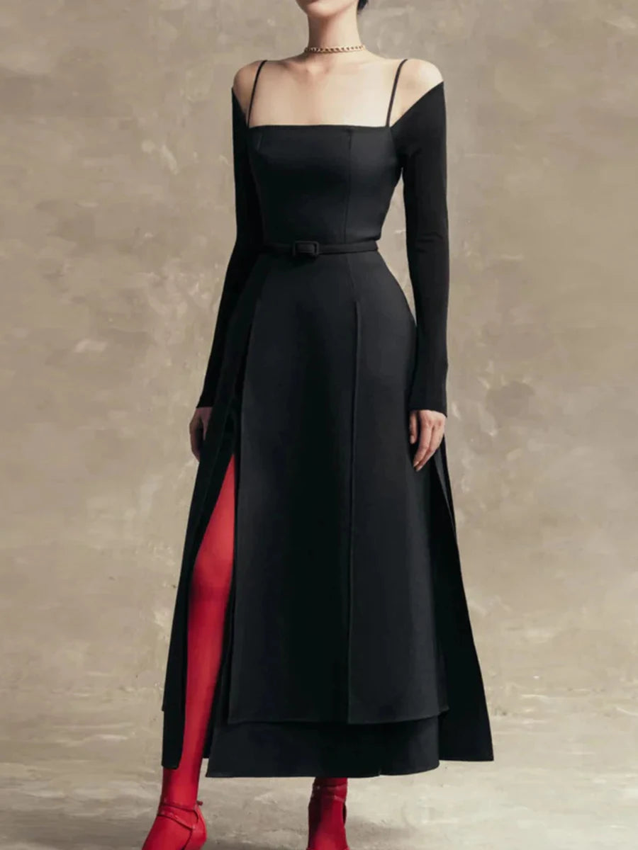 TWOTWINSTYLE Solid Slimming Split Long - Lena & Miles Exquisite Boutique LLC.