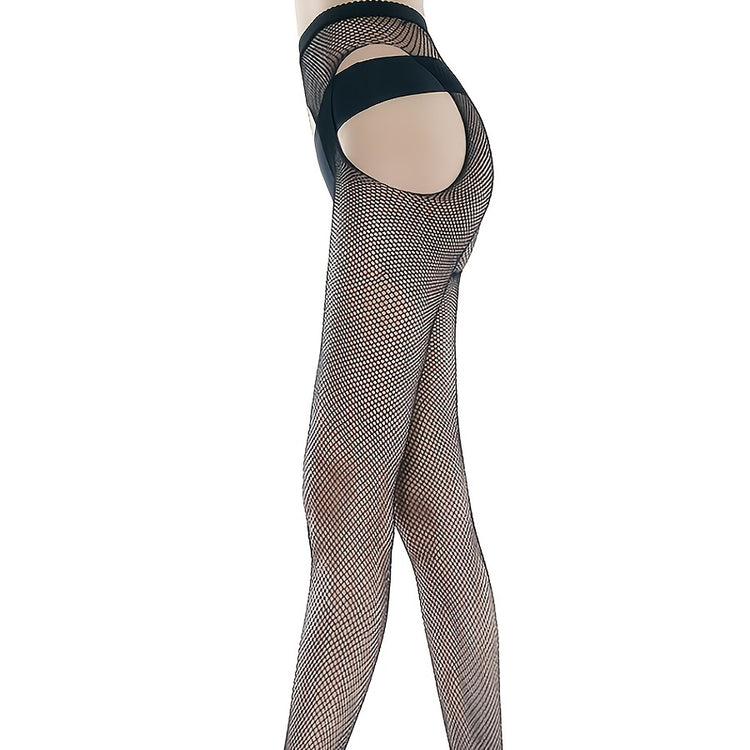 Seductive Sheer Fishnet Tights - Hollow Out Open Crotch Design - Seamless Stretchy Mesh Pantyhose for Women - Alluring Lingerie Stockings, One-Size-Fits-Most - Lena & Miles Exquisite Boutique LLC.