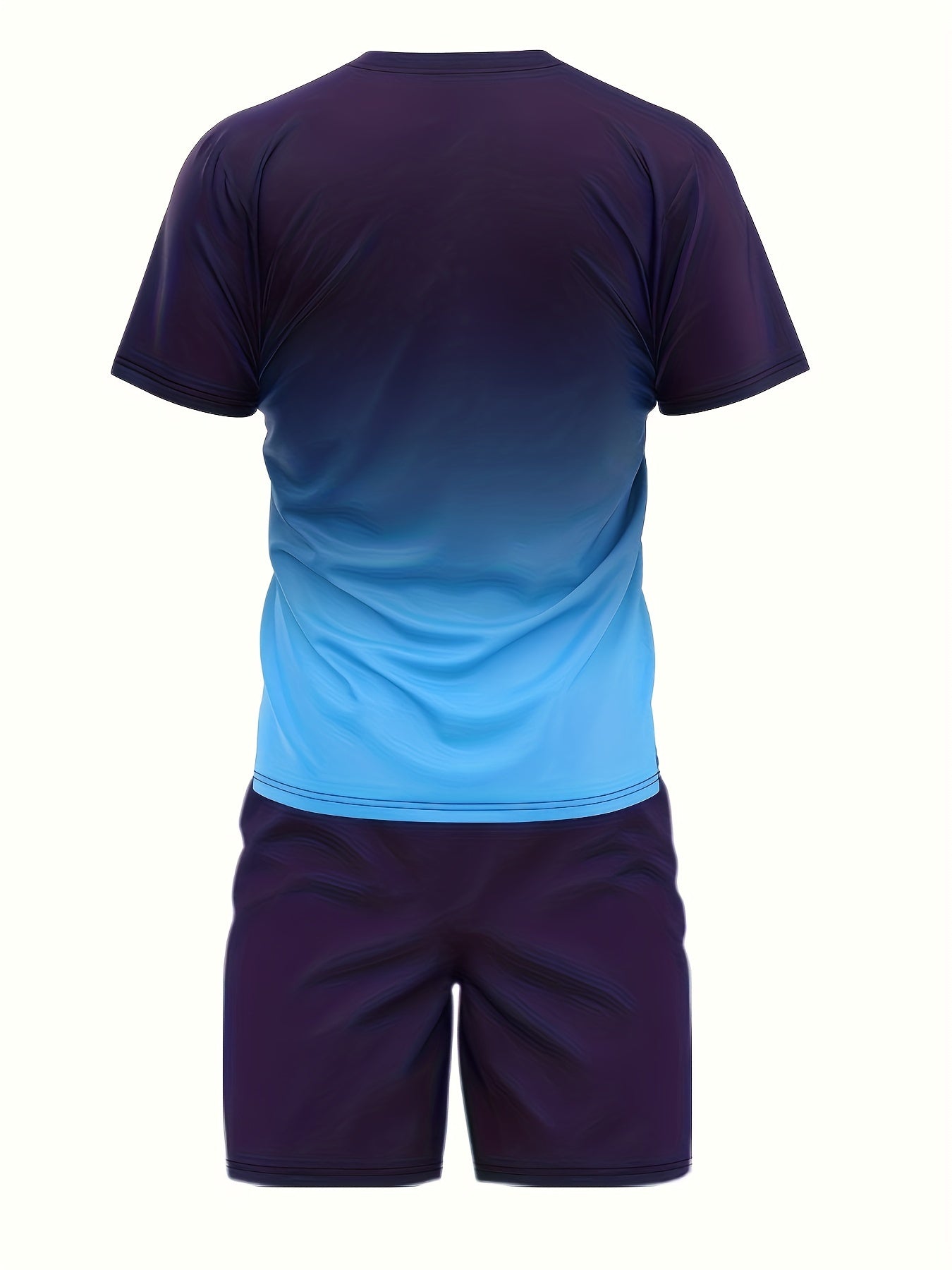 Ombre 2Pcs Trendy Outfits For Men, Casual Crew Neck Short Sleeve T-shirt And Drawstring Shorts Set For Summer, Men&