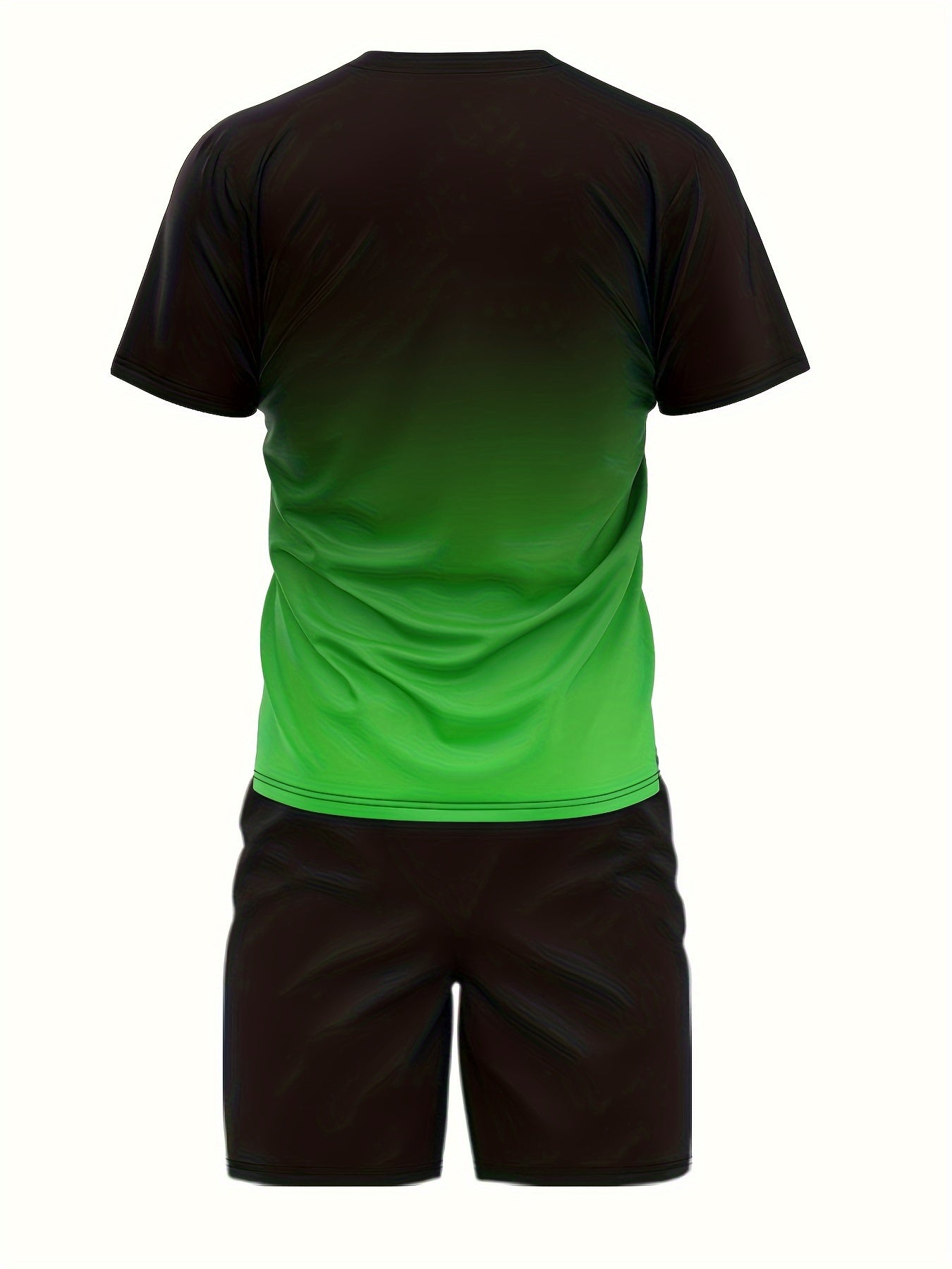 Ombre 2Pcs Trendy Outfits For Men, Casual Crew Neck Short Sleeve T-shirt And Drawstring Shorts Set For Summer, Men&