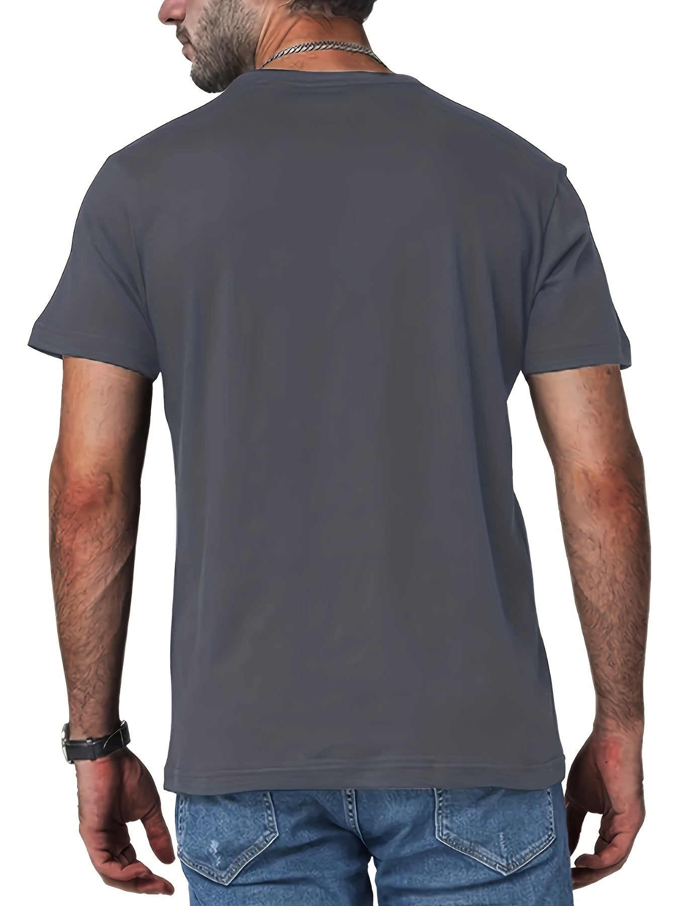 "Tattooed Gentlemen", Men's Letter Print T-shirt, Casual Comfy Slightly Stretch Crew Neck Tee, Men's Clothing For Summer Outdoor - Lena & Miles Exquisite Boutique LLC.