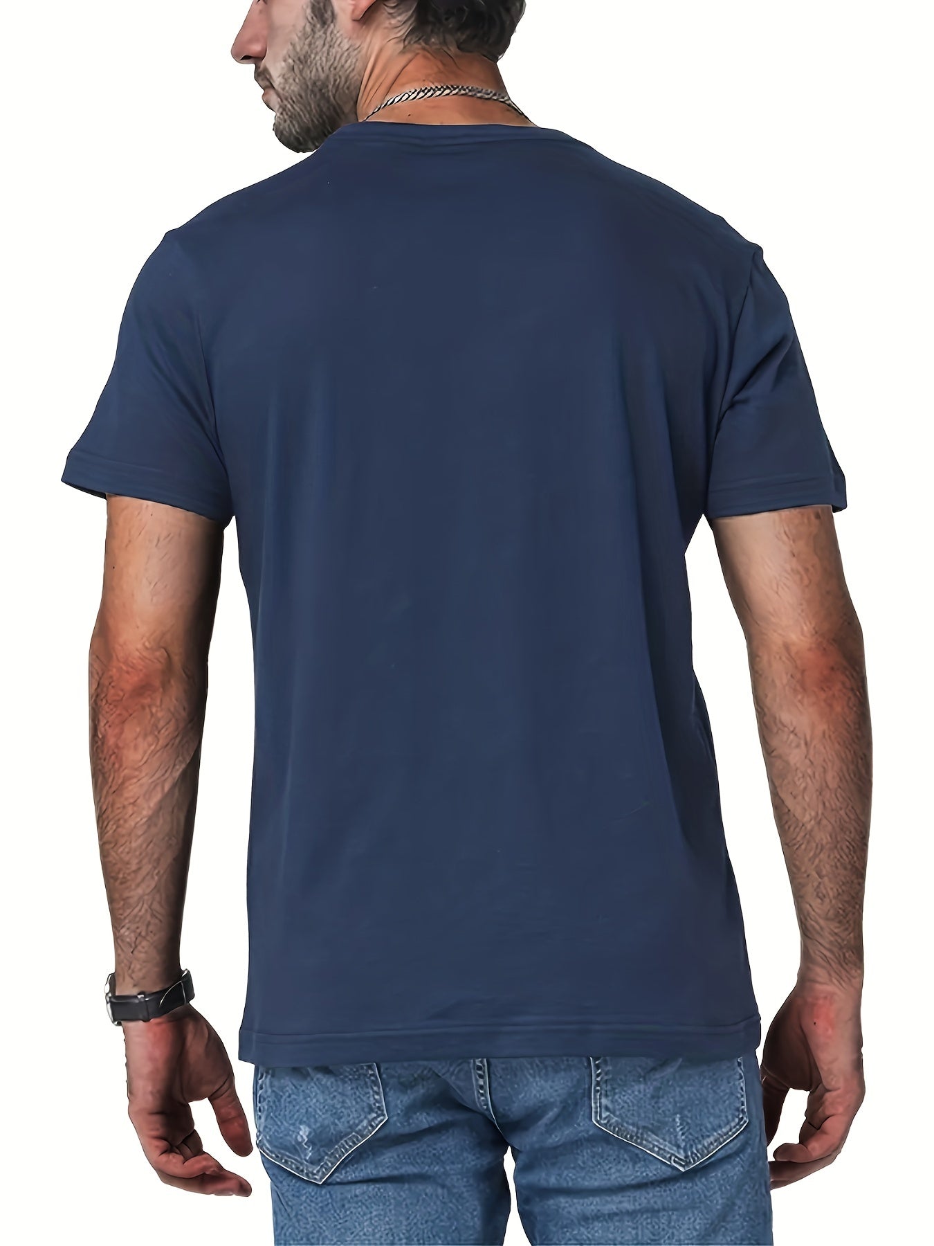 "Tattooed Gentlemen", Men's Letter Print T-shirt, Casual Comfy Slightly Stretch Crew Neck Tee, Men's Clothing For Summer Outdoor - Lena & Miles Exquisite Boutique LLC.