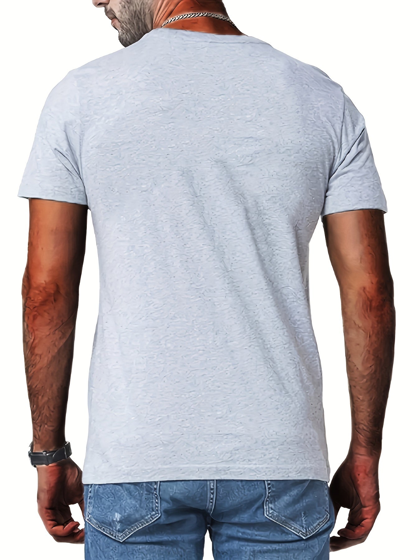 "Tattooed Gentlemen", Men's Letter Print T-shirt, Casual Comfy Slightly Stretch Crew Neck Tee, Men's Clothing For Summer Outdoor - Lena & Miles Exquisite Boutique LLC.