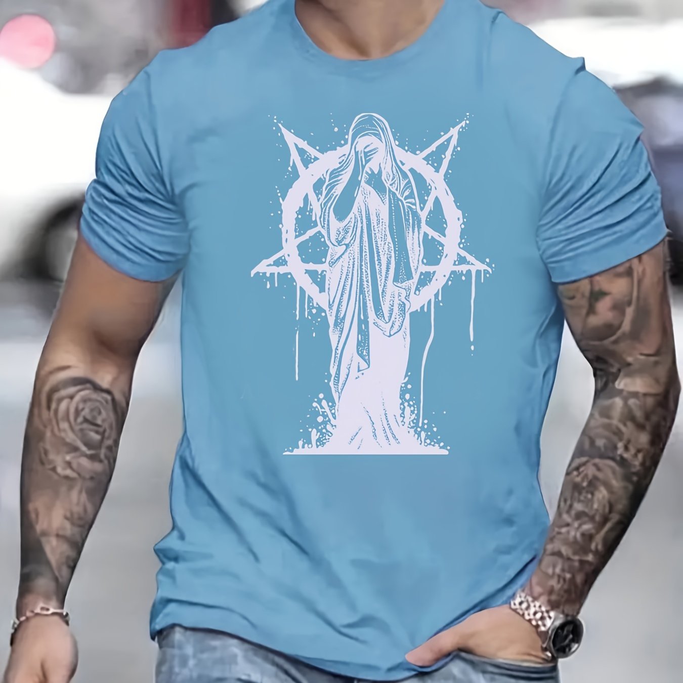 Trendy Nun Pattern Print Men&