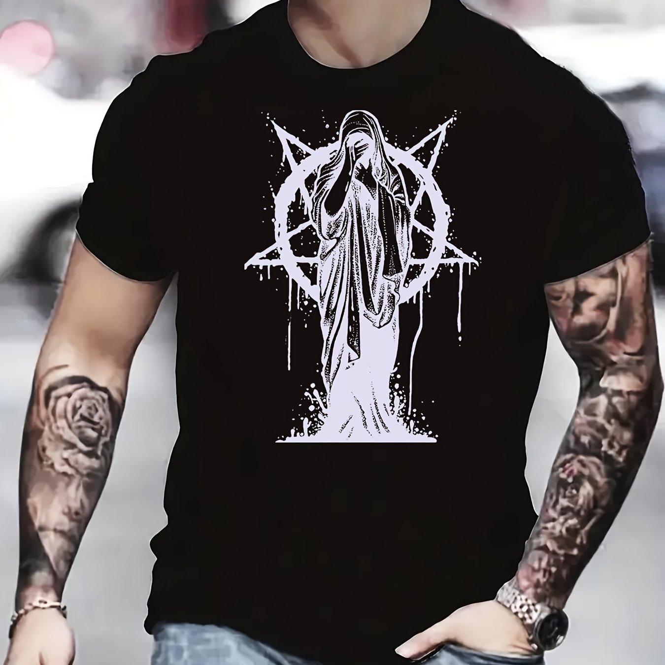 Trendy Nun Pattern Print Men&