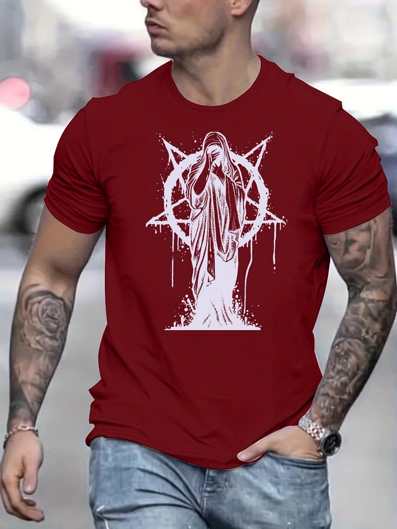 Trendy Nun Pattern Print Men&