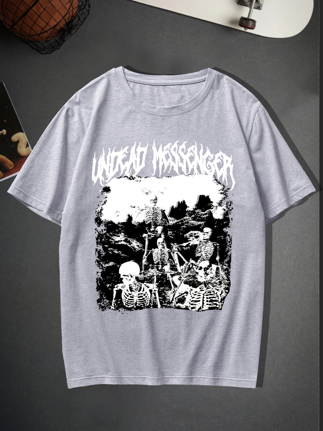 Trendy Skeleton & Letter Pattern Print Men&