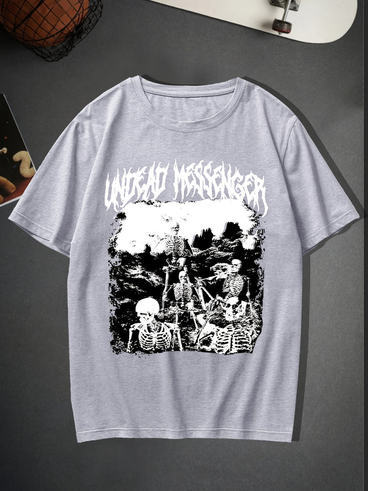 Trendy Skeleton & Letter Pattern Print Men&