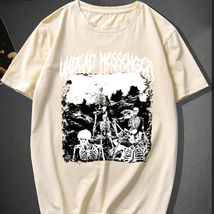 Trendy Skeleton & Letter Pattern Print Men&