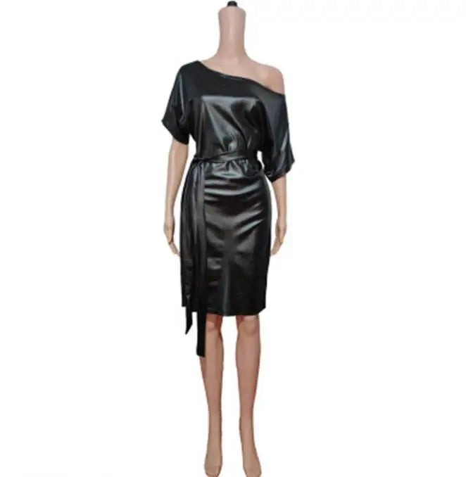 Casual Dresses Black Asymmetrical Sexy Faux - Lena & Miles Exquisite Boutique LLC.