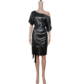 Casual Dresses Black Asymmetrical Sexy Faux - Lena & Miles Exquisite Boutique LLC.