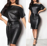 Casual Dresses Black Asymmetrical Sexy Faux - Lena & Miles Exquisite Boutique LLC.