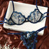 Floral Embroidery Lingerie Set, Cut Out Unlined Bra & Mesh Thong, Women&
