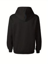 FORGIVEN Print Kangaroo Pocket Hoodie, Casual Long Sleeve Hoodies Sweatshirt, Men&