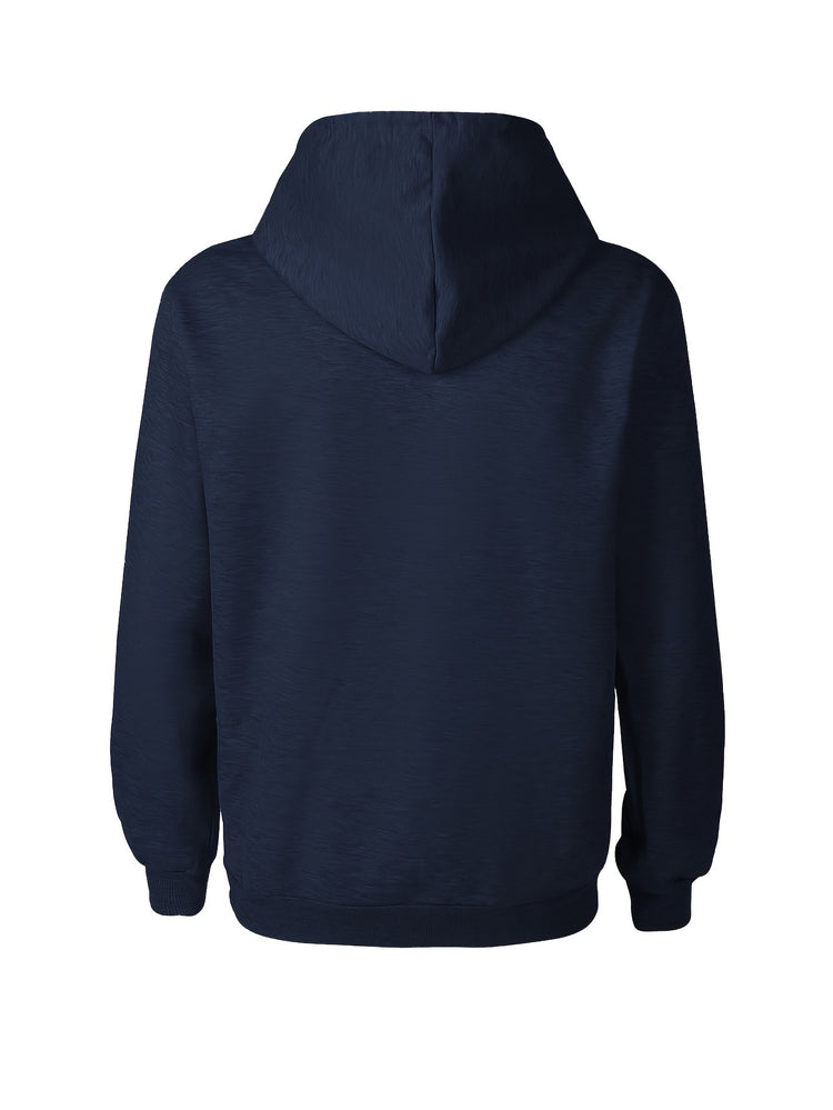 FORGIVEN Print Kangaroo Pocket Hoodie, Casual Long Sleeve Hoodies Sweatshirt, Men&