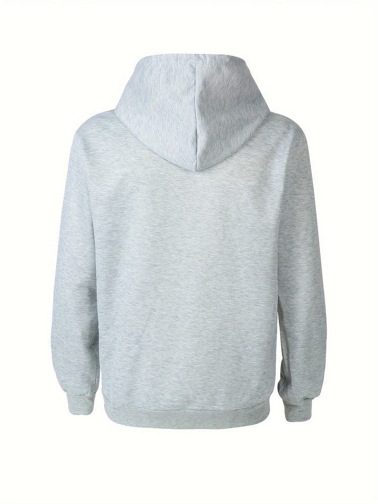 FORGIVEN Print Kangaroo Pocket Hoodie, Casual Long Sleeve Hoodies Sweatshirt, Men&