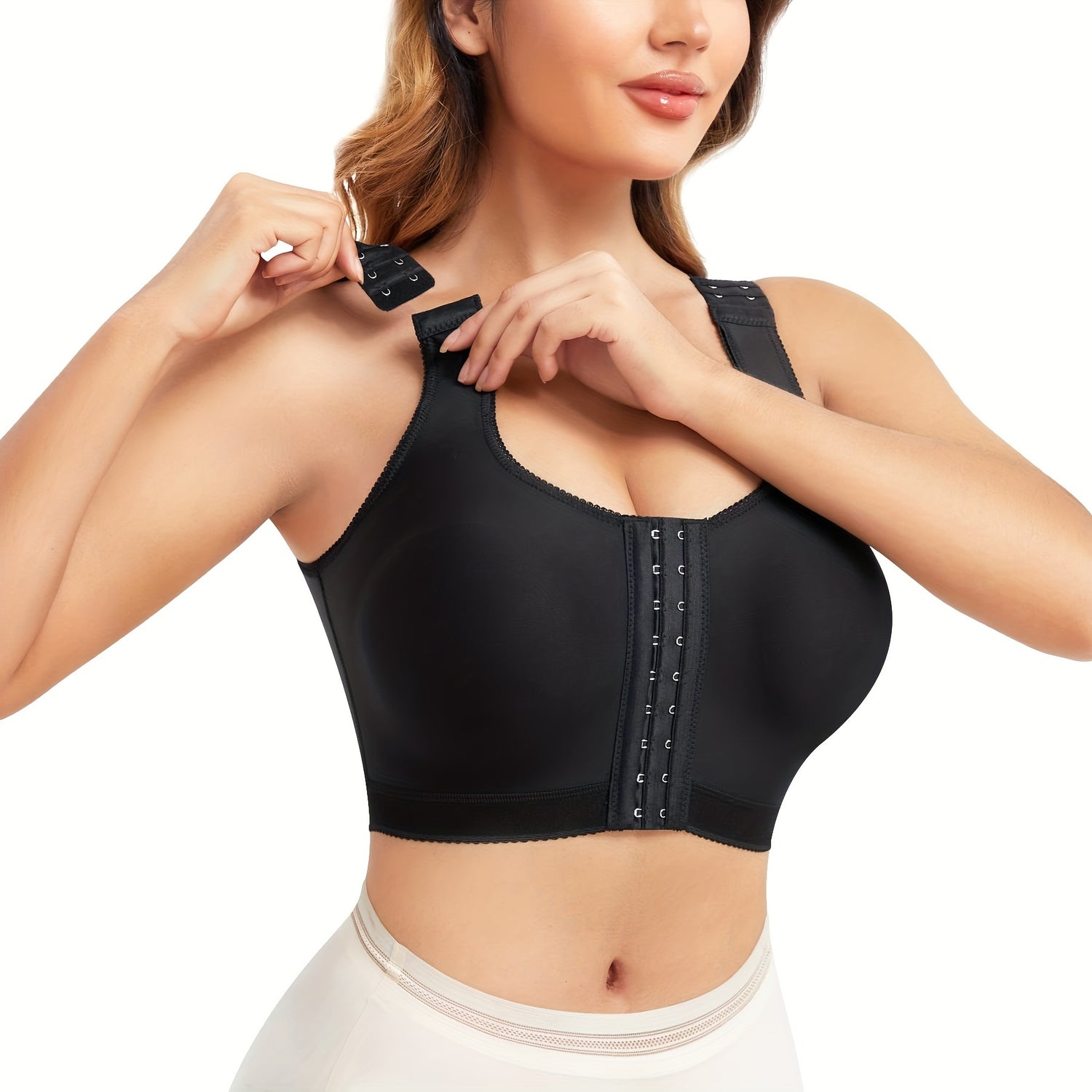 Front Buckle Wireless Bra, Adjustable Wide Strap Post-Surgical Support Bra, Women&