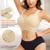 Front Buckle Wireless Bra, Adjustable Wide Strap Post-Surgical Support Bra, Women&
