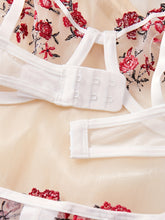 Romantic Floral Embroidered Lingerie Set - Seductive Hollow Out Unlined Bra & Ultra-Sheer Mesh Thong - Intimate Womens Sexy Underwear - Lena & Miles Exquisite Boutique LLC.