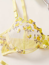 Romantic Floral Embroidered Lingerie Set - Seductive Hollow Out Unlined Bra & Ultra-Sheer Mesh Thong - Intimate Womens Sexy Underwear - Lena & Miles Exquisite Boutique LLC.