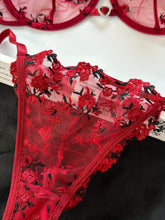 Romantic Floral Embroidered Lingerie Set - Seductive Hollow Out Unlined Bra & Ultra-Sheer Mesh Thong - Intimate Womens Sexy Underwear - Lena & Miles Exquisite Boutique LLC.
