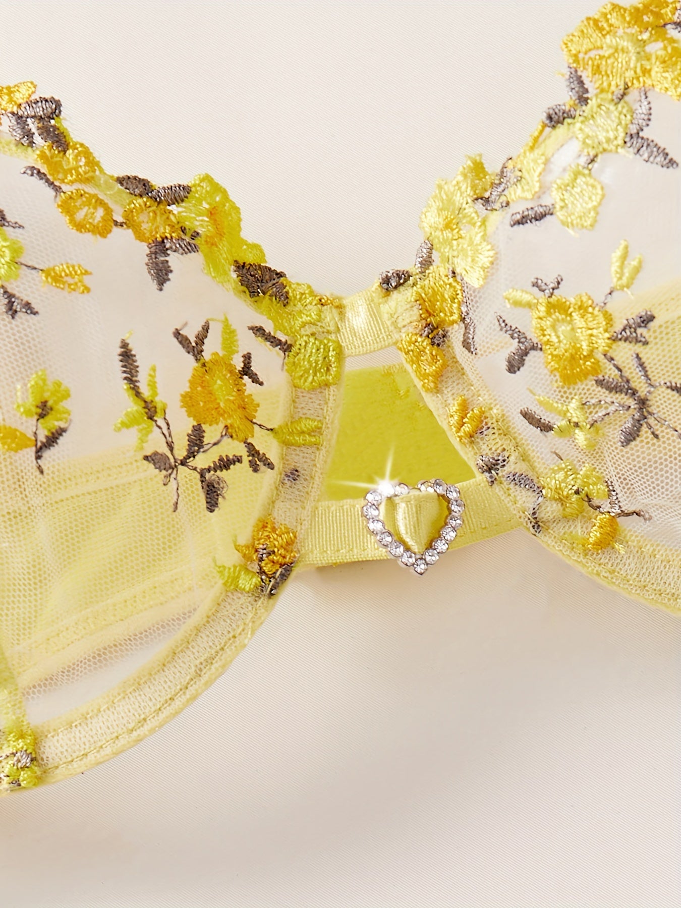 Romantic Floral Embroidered Lingerie Set - Seductive Hollow Out Unlined Bra & Ultra-Sheer Mesh Thong - Intimate Womens Sexy Underwear - Lena & Miles Exquisite Boutique LLC.