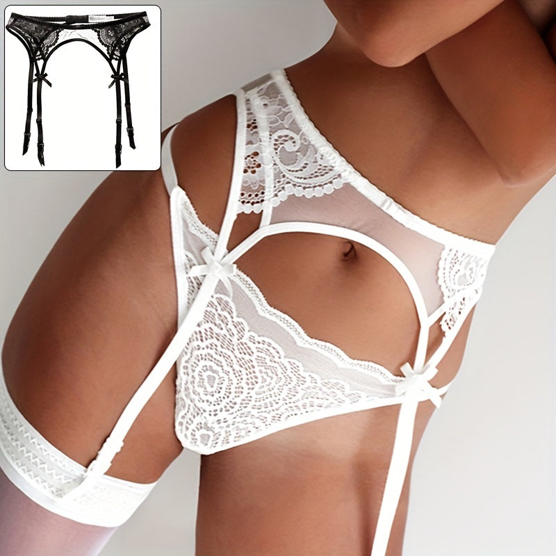 Seductive Floral Lace Garter Belt for Women - Soft Polyamide Knit Fabric, Sheer, Hand Washable, Sexy Lingerie Accessory for Thigh High Stockings - Lena & Miles Exquisite Boutique LLC.