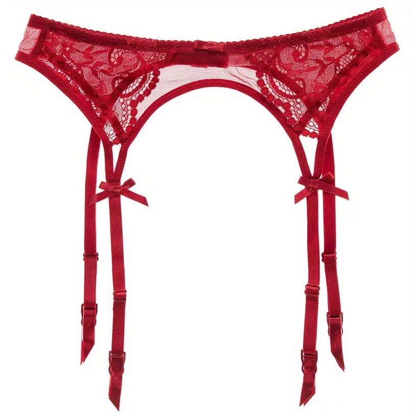 Seductive Floral Lace Garter Belt for Women - Soft Polyamide Knit Fabric, Sheer, Hand Washable, Sexy Lingerie Accessory for Thigh High Stockings - Lena & Miles Exquisite Boutique LLC.