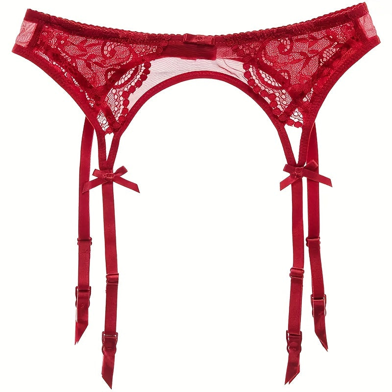 Seductive Floral Lace Garter Belt for Women - Soft Polyamide Knit Fabric, Sheer, Hand Washable, Sexy Lingerie Accessory for Thigh High Stockings - Lena & Miles Exquisite Boutique LLC.