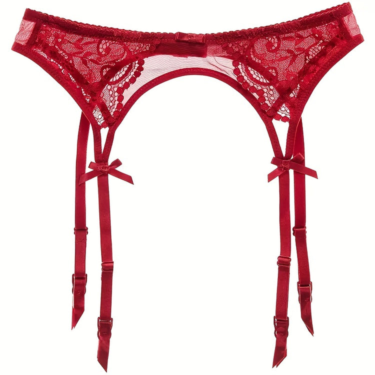 Seductive Floral Lace Garter Belt for Women - Soft Polyamide Knit Fabric, Sheer, Hand Washable, Sexy Lingerie Accessory for Thigh High Stockings - Lena & Miles Exquisite Boutique LLC.