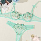 Sexy Floral Embroidery Lingerie Set - Women&