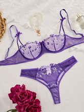Sexy Floral Embroidery Lingerie Set - Women&