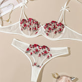 Sexy Floral Embroidery Lingerie Set - Women&