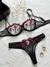 Sexy Floral Embroidery Lingerie Set - Women&