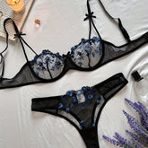 Sexy Floral Embroidery Lingerie Set - Women&