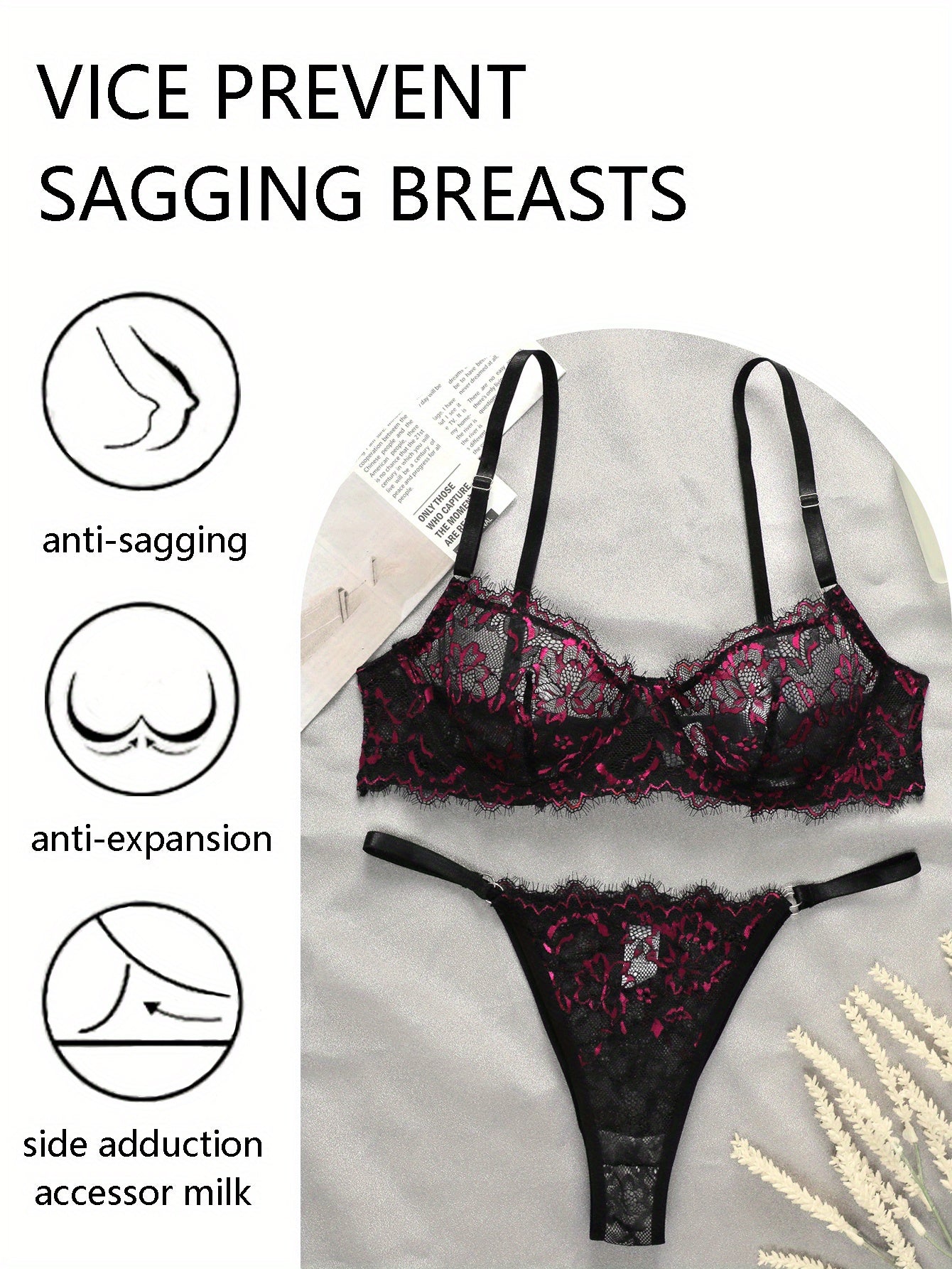 Sexy Floral Lace Lingerie Set with Ultra-Thin Unlined Bra and Mesh Panties for Women - Comfortable and Breathable Underwear - Lena & Miles Exquisite Boutique LLC.