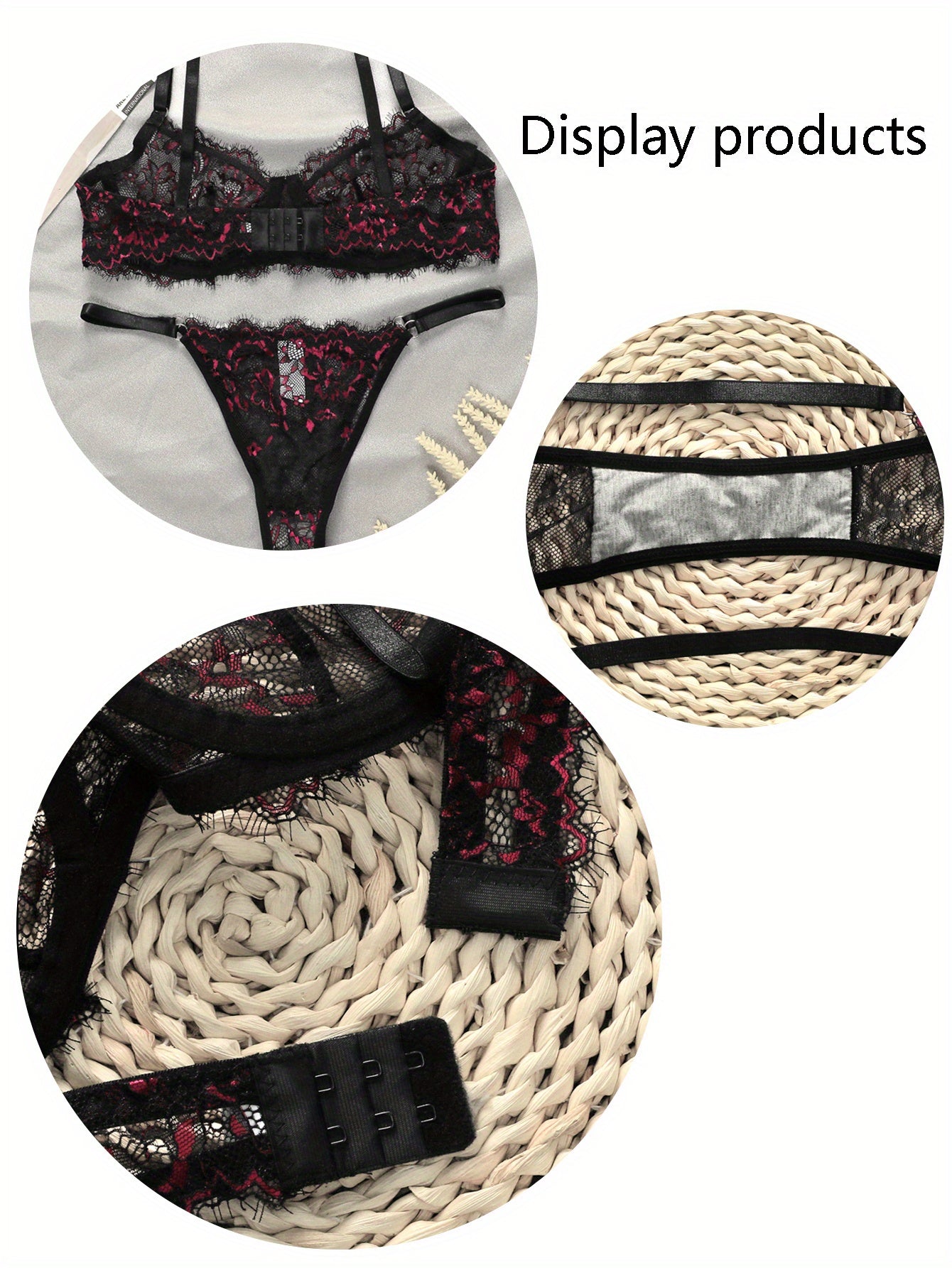 Sexy Floral Lace Lingerie Set with Ultra-Thin Unlined Bra and Mesh Panties for Women - Comfortable and Breathable Underwear - Lena & Miles Exquisite Boutique LLC.