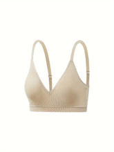 Simple Solid Wireless Bra, Comfy & Breathable Stretch Intimates Bra, Women&