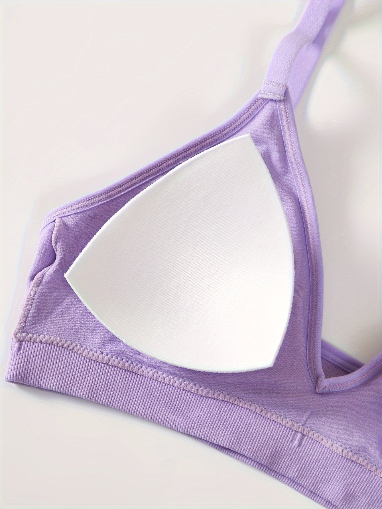 Simple Solid Wireless Bra, Comfy & Breathable Stretch Intimates Bra, Women&
