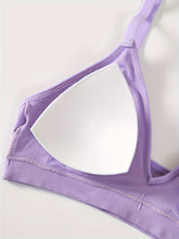 Simple Solid Wireless Bra, Comfy & Breathable Stretch Intimates Bra, Women&