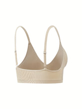 Simple Solid Wireless Bra, Comfy & Breathable Stretch Intimates Bra, Women&