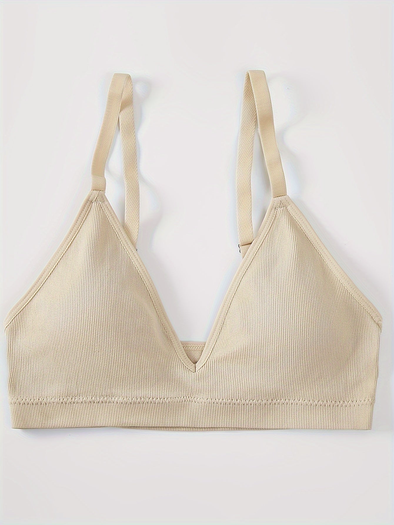 Simple Solid Wireless Bra, Comfy & Breathable Stretch Intimates Bra, Women&