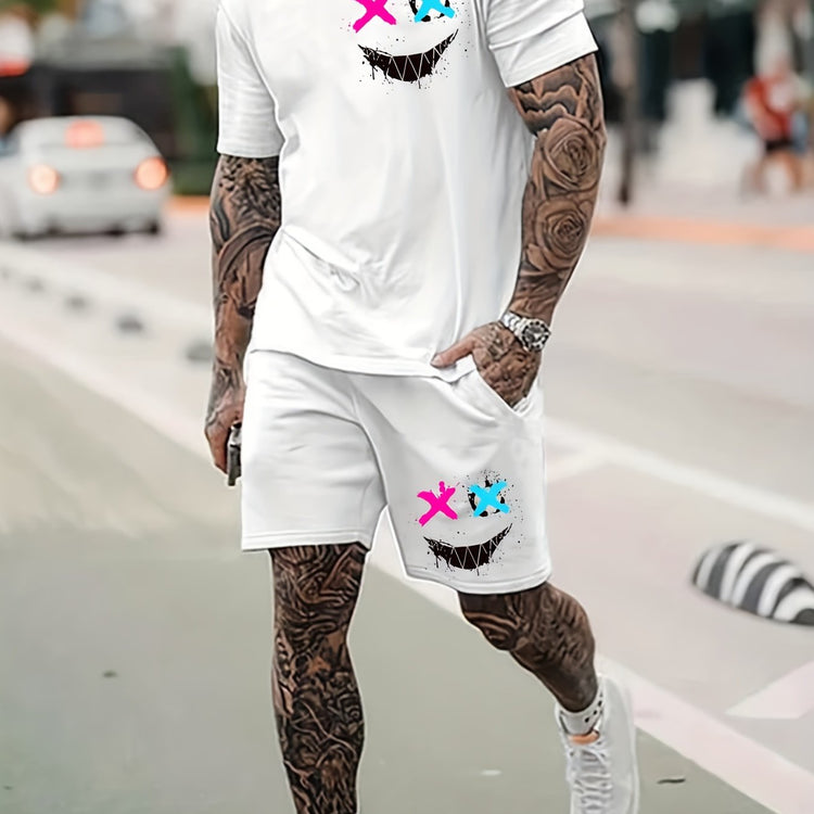 Smile Pattern 2Pcs Outfits For Men, Casual - Lena & Miles Exquisite Boutique LLC.