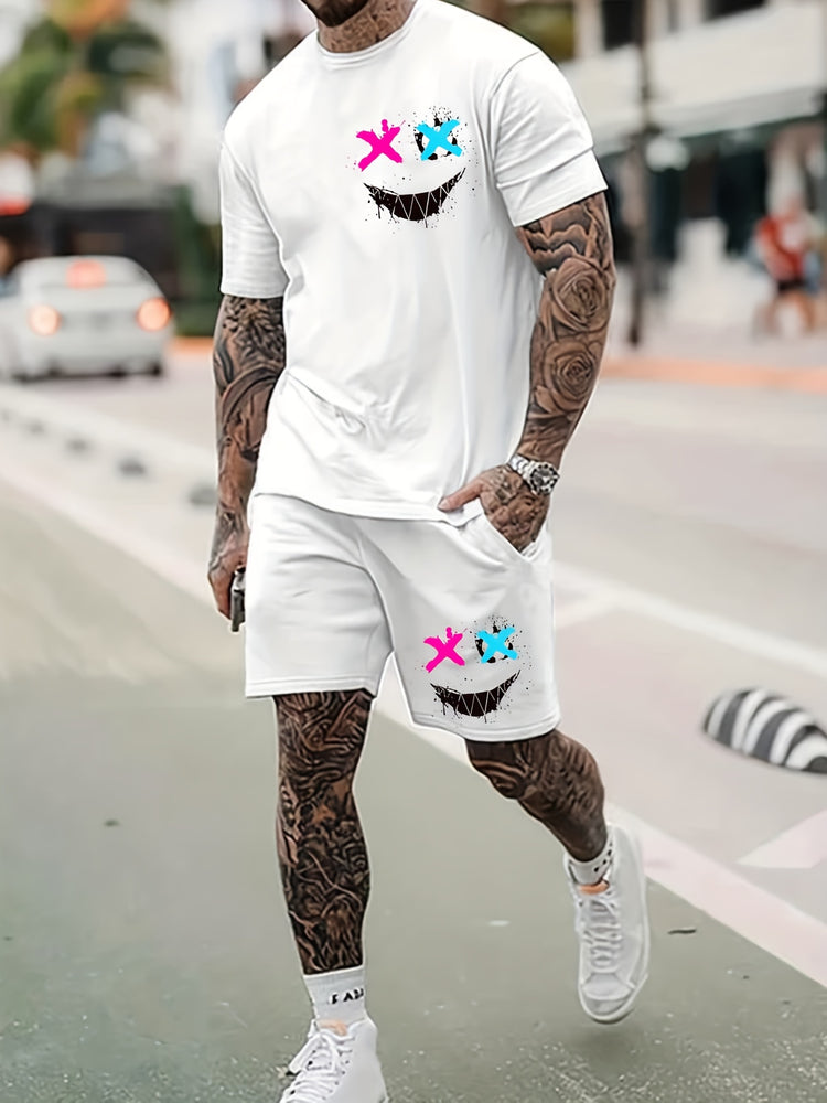 Smile Pattern 2Pcs Outfits For Men, Casual - Lena & Miles Exquisite Boutique LLC.