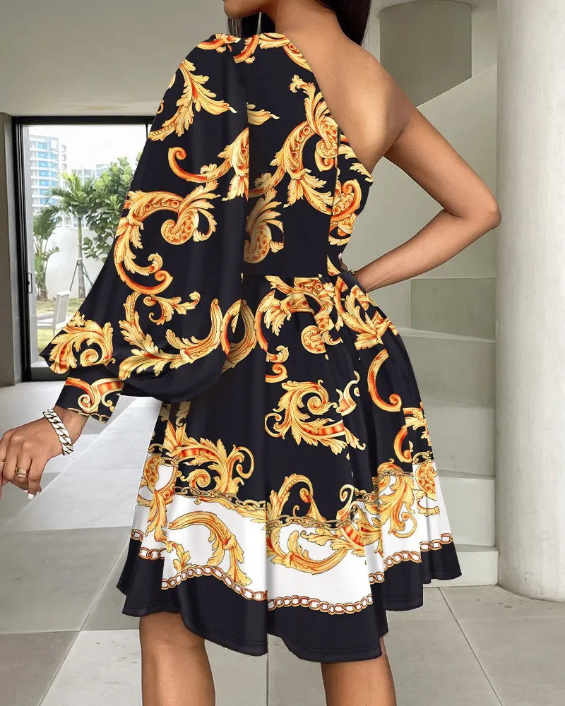 New Boho Print Women Dress Spring Fashion Sexy Off Shoulder Office Elegnat Casual Dresses Female Sweet Party Dress Robe Femme - Lena & Miles Exquisite Boutique LLC.