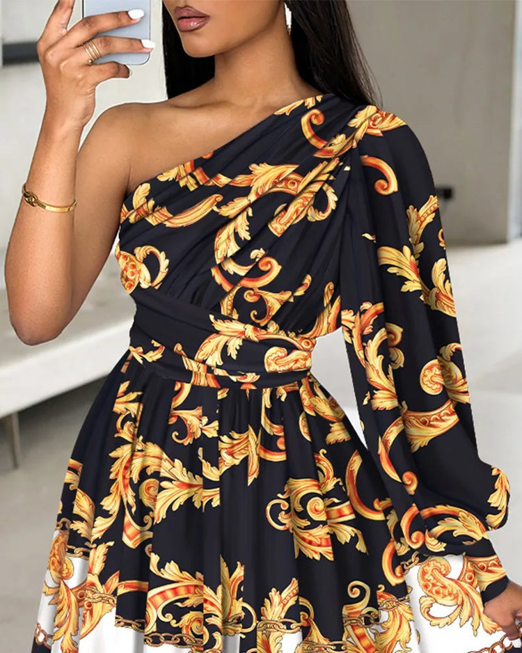 New Boho Print Women Dress Spring Fashion Sexy Off Shoulder Office Elegnat Casual Dresses Female Sweet Party Dress Robe Femme - Lena & Miles Exquisite Boutique LLC.