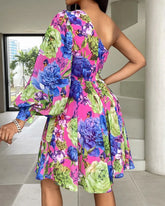 New Boho Print Women Dress Spring Fashion Sexy Off Shoulder Office Elegnat Casual Dresses Female Sweet Party Dress Robe Femme - Lena & Miles Exquisite Boutique LLC.