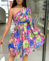 New Boho Print Women Dress Spring Fashion Sexy Off Shoulder Office Elegnat Casual Dresses Female Sweet Party Dress Robe Femme - Lena & Miles Exquisite Boutique LLC.