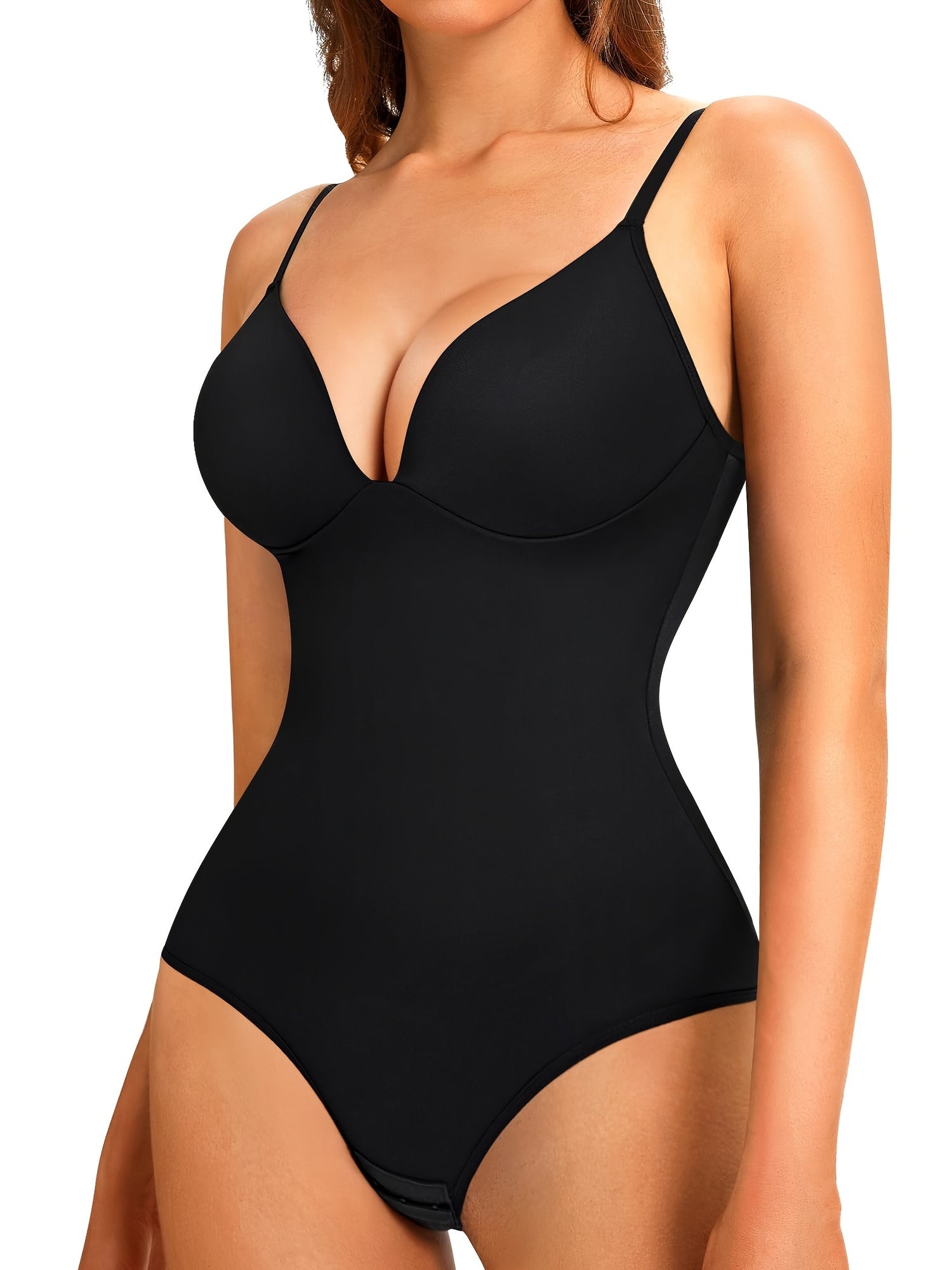 Shapewear Bodysuit Tummy Control Women Slimming Body Shaper Deep V-Neck Body Suits with Built in Bra - Lena & Miles Exquisite Boutique LLC.