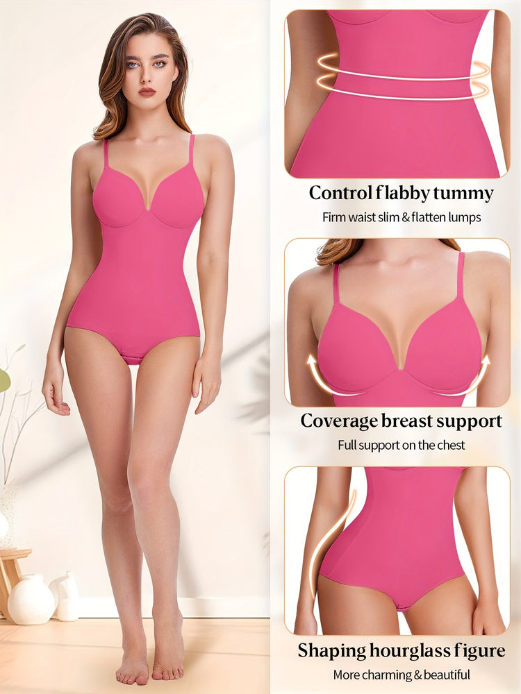 Shapewear Bodysuit Tummy Control Women Slimming Body Shaper Deep V-Neck Body Suits with Built in Bra - Lena & Miles Exquisite Boutique LLC.